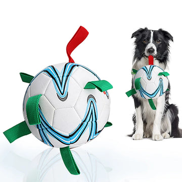Pet Soccer Bite Tug Ball with Grab Tabs Dog Toys