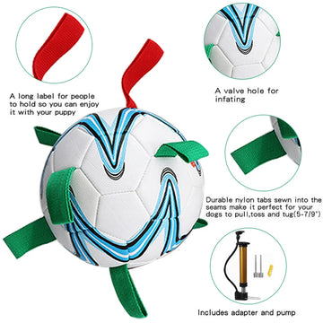Pet Soccer Bite Tug Ball with Grab Tabs Dog Toys
