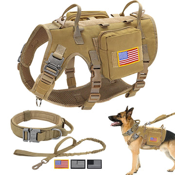 Tactical Nylon Military Dog Collar Harness Leash