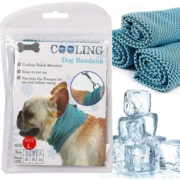 Summer Ice Physical Cooling Bandana with Leash Dog Collar