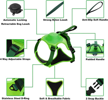 Dog Harness and Built-in Retractable Leash