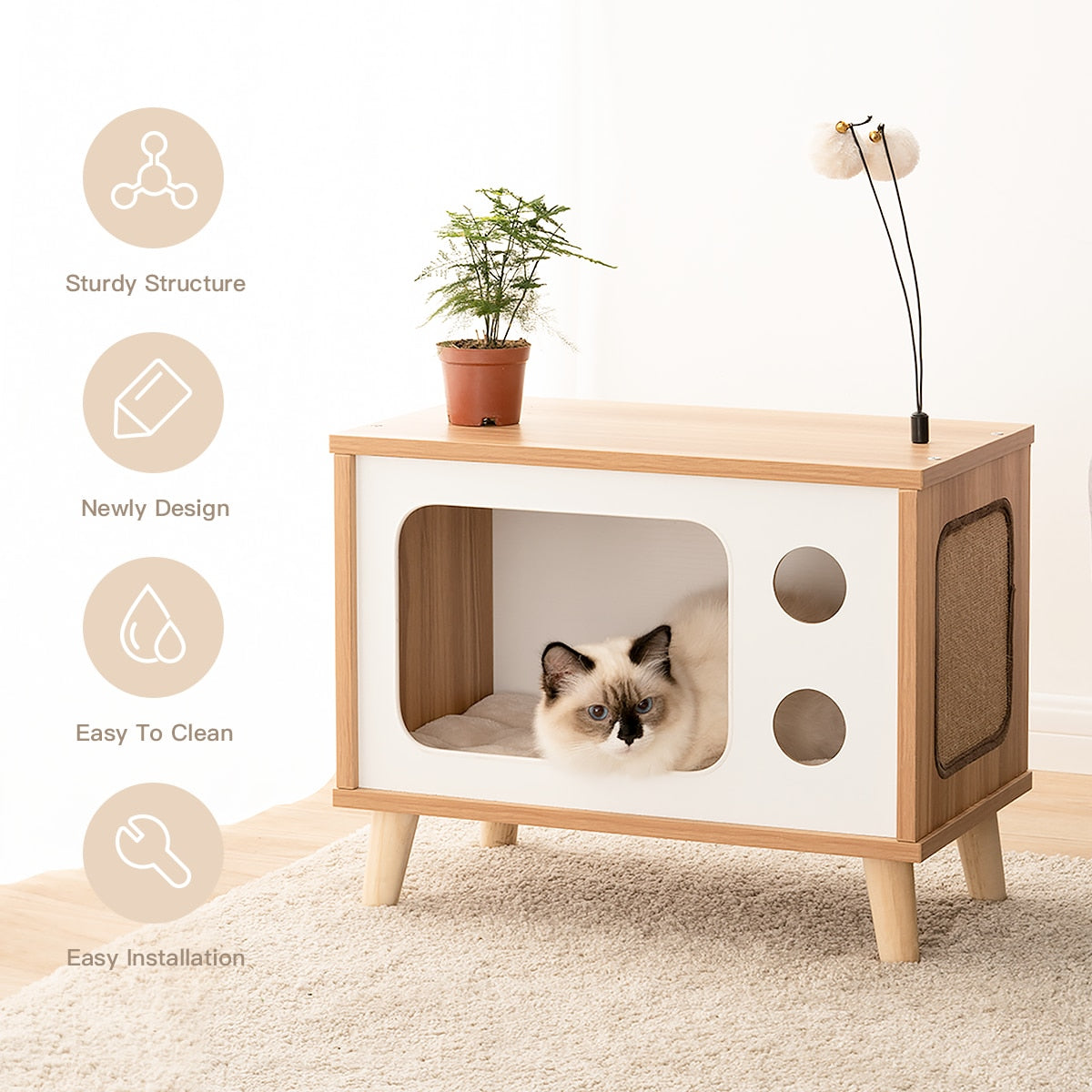Cat House Wooden Bed