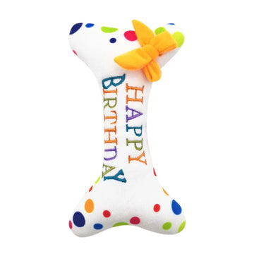 Plush Birthday Cake Bone Dog Toys